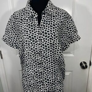 Kim Rogers Black and White Patterned Blouse XL CB-40